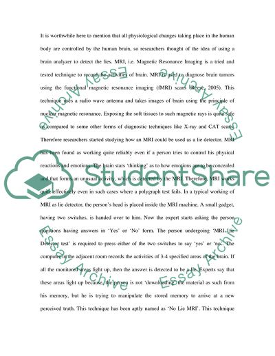 Use of magnetic resonance imaging as lie detector