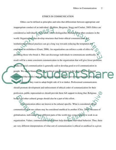 Ethics in Communication