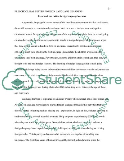 Preschool Has Vetter Foreign Language Learners