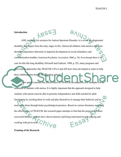 The Effectiveness of the TEACCH Approach