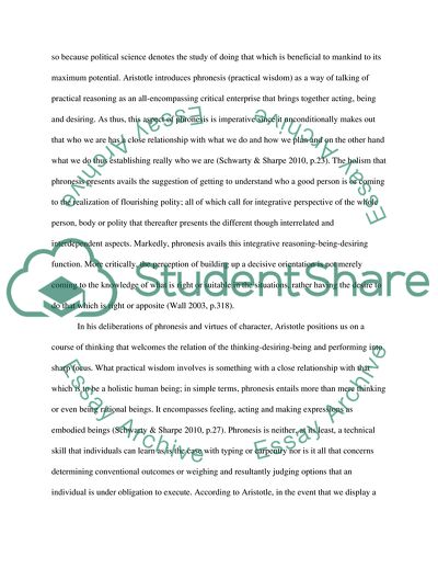 Role Played by Phronesis in Aristotles Political Theory