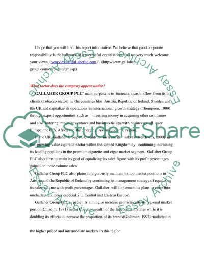 The Gallaher Group PLC -Corporate Responsibility Reporting