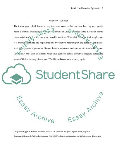 Public Health and an Epidemic