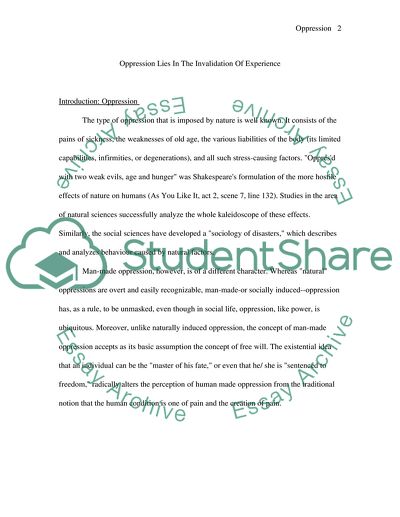 Oppression Lies In The Invalidation Of Experience