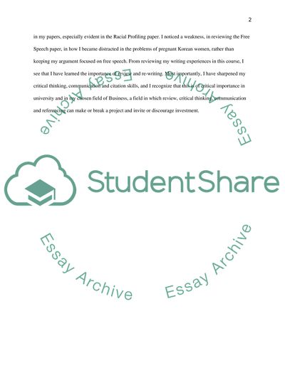 Self-Evaluation after taking college writing 112 class