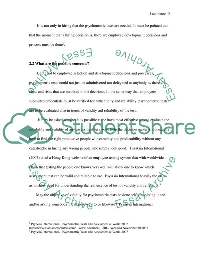 Use of Psychometric Tests in Selection