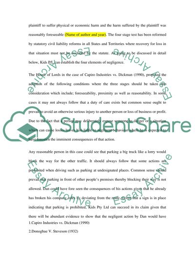 Tort and Negligence of Company