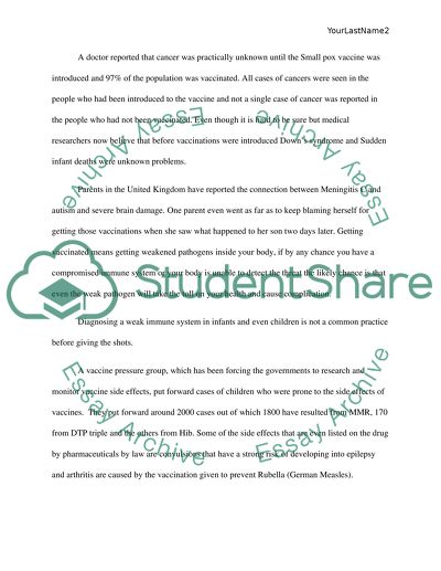 Adverse Reactions to Vaccines and the Disease That Vaccines Were Developed to Prevent