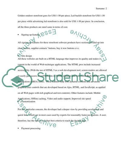 Analysis of Storefront Software Packages