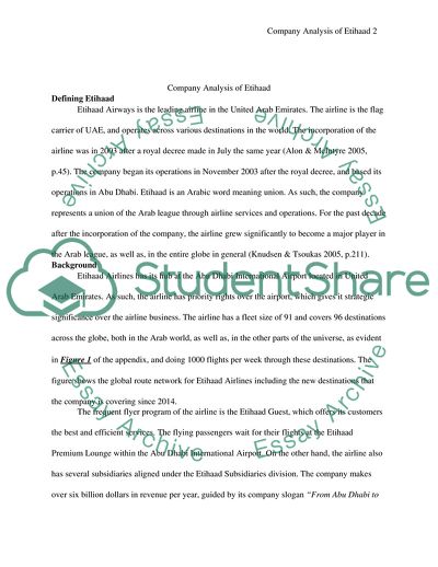 Company Analysis of Etihaad