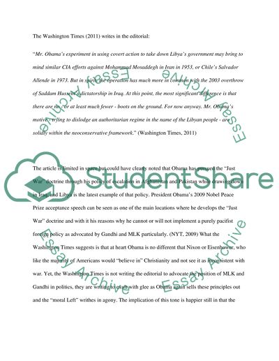 Overview of the Article Obama the Neocon