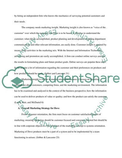 Marketing plan for dove skin-care products for men