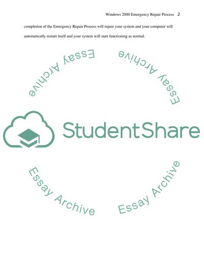 Windows 2000 Emergency Repair Process