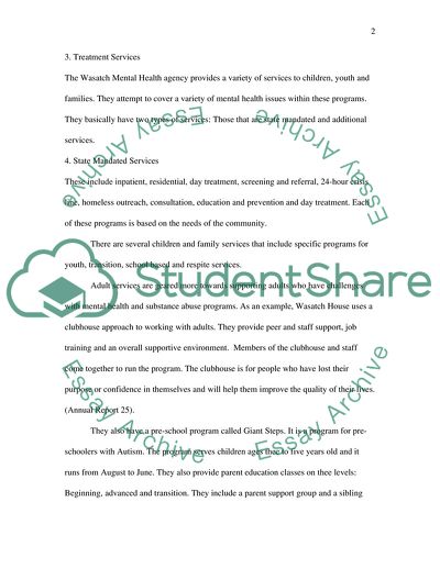 Agency Report on the Wasatch Mental Health Agency