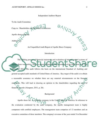 The audit report and internal control evaluation. Apollo Shoes Inc