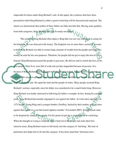 Labeling King Richard Lion Heart