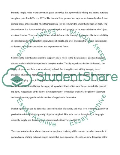 Effects of the Supply and Demand Theory