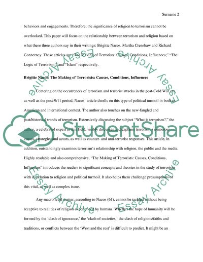 Relationship between Terrorism and Religion