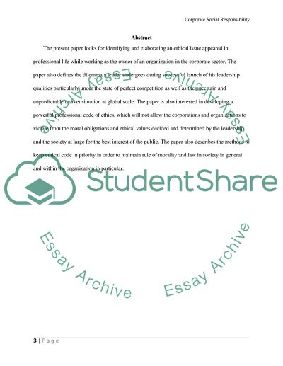 An Ethical Issue Appeared in Professional Life in the Corporate Sector