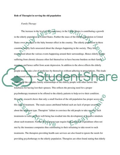 Role of therapist in serving the old population