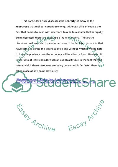 The Scarcity of the Resources That Fuel Our Current Economy