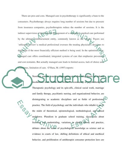 Managed Care and Psychotherapy