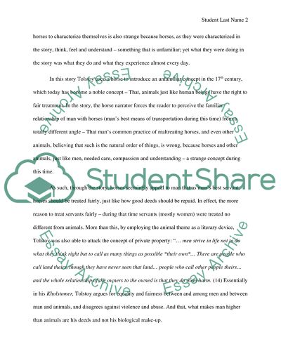 The Art of Defamiliarization in Tolstoys Kholstomer