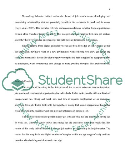 Networking as a Job Search Behavior