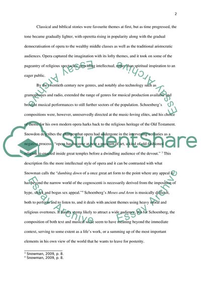 What is Opera - Reference to Moses and Aron by Schoenberg