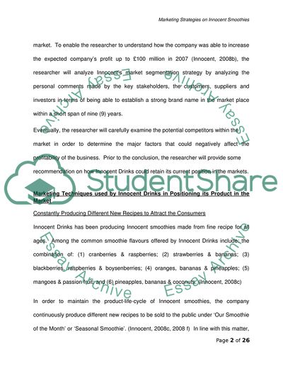 Marketing Strategies on Innocent Smoothies