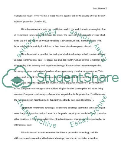 Ricardian Model and Heckscher Ohlin Model