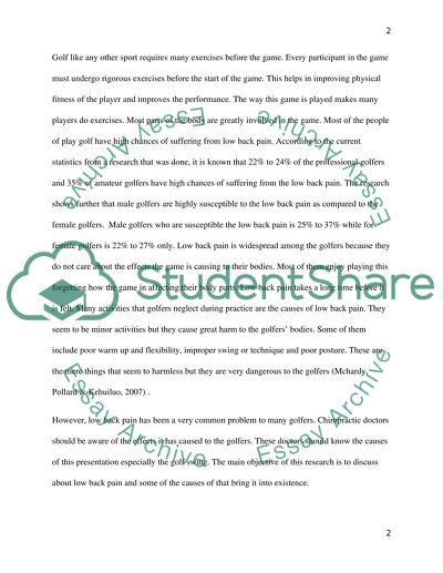 Prevalence of lower back pain in professional and amateur golfers