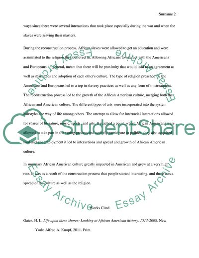 African-American Culture and Reconstruction in America