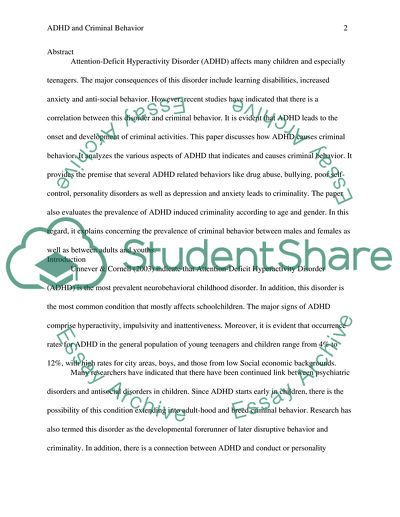 Link between ADHD and Criminal Behavior