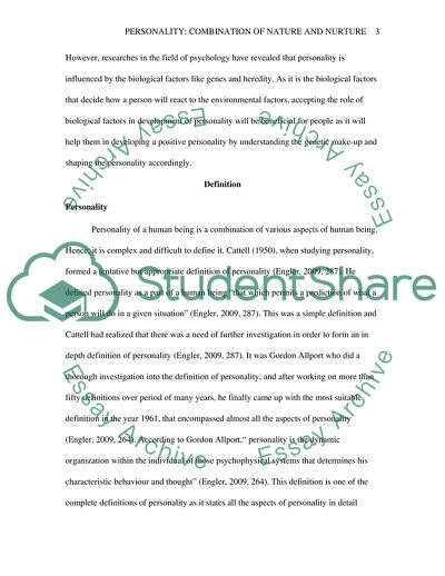 Personality: Combination of Nature and Nurture