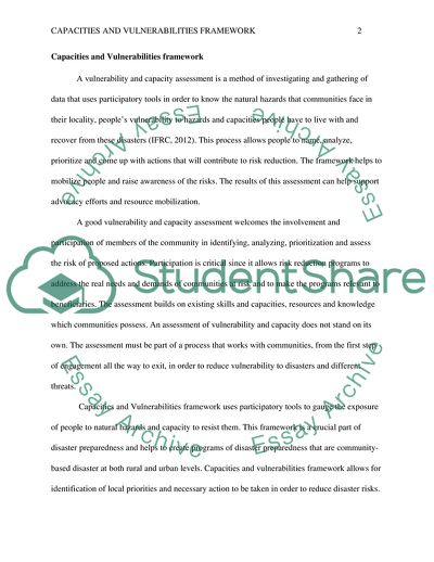 A Vulnerability and Capacity Assessment