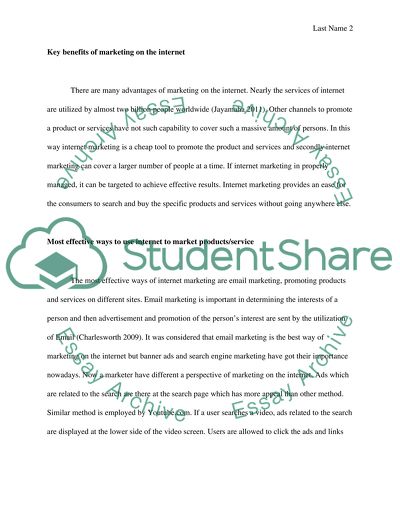 Internet Marketing Term Paper