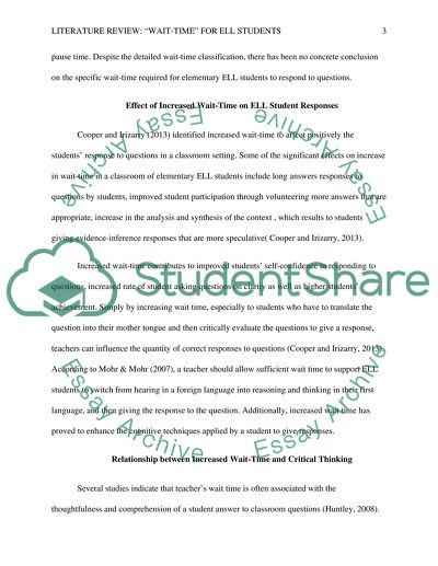 Wait-Time for ELL Students Review