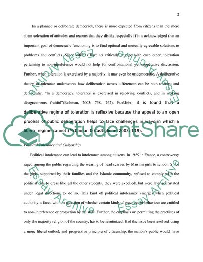 Toleration Between Citizenship