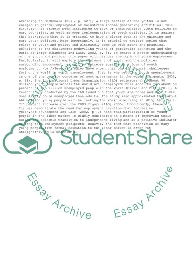 The Problem and Reasons for Youth Unemployment