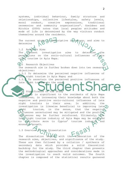 The Socio-Cultural impacts of late night tourists on residents of Ayia Napa