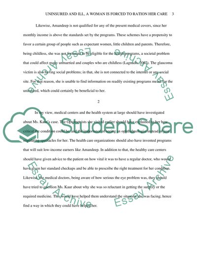 Uninsured and Ill, A Woman is Forced to Ration Her Care