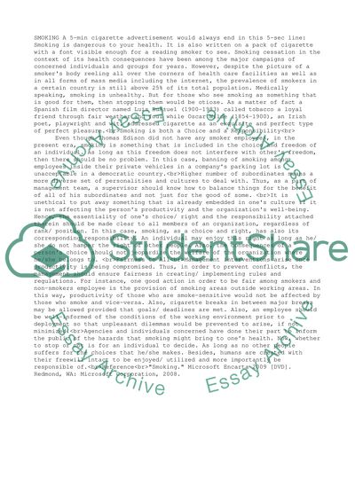 Smoking Is Both a Choice and a Responsibility