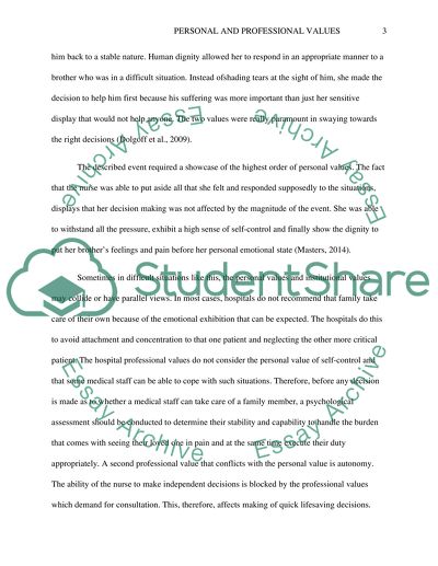 examples of personal values essay