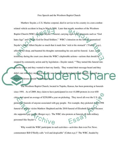 Free Speech and the Westboro Baptist Church