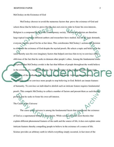 McCloskey on the Existence of God