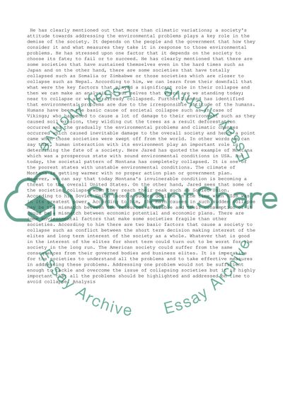 Collapse of the Societies