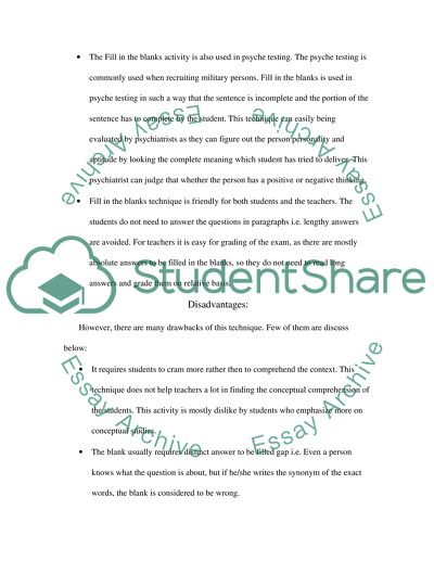 Blank Activities in English Language Teaching