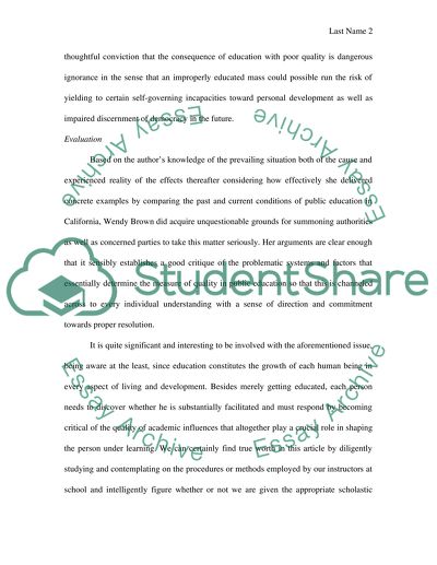 The quality of education