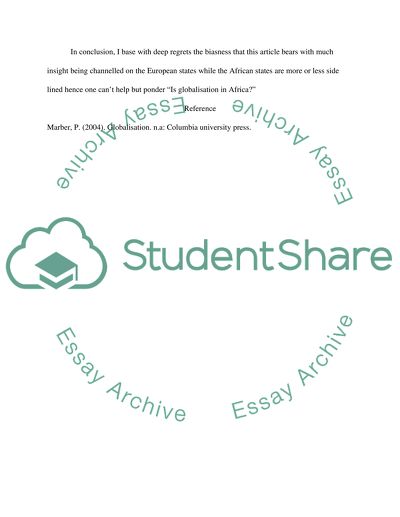 Article Review: Globalization and Its Contents